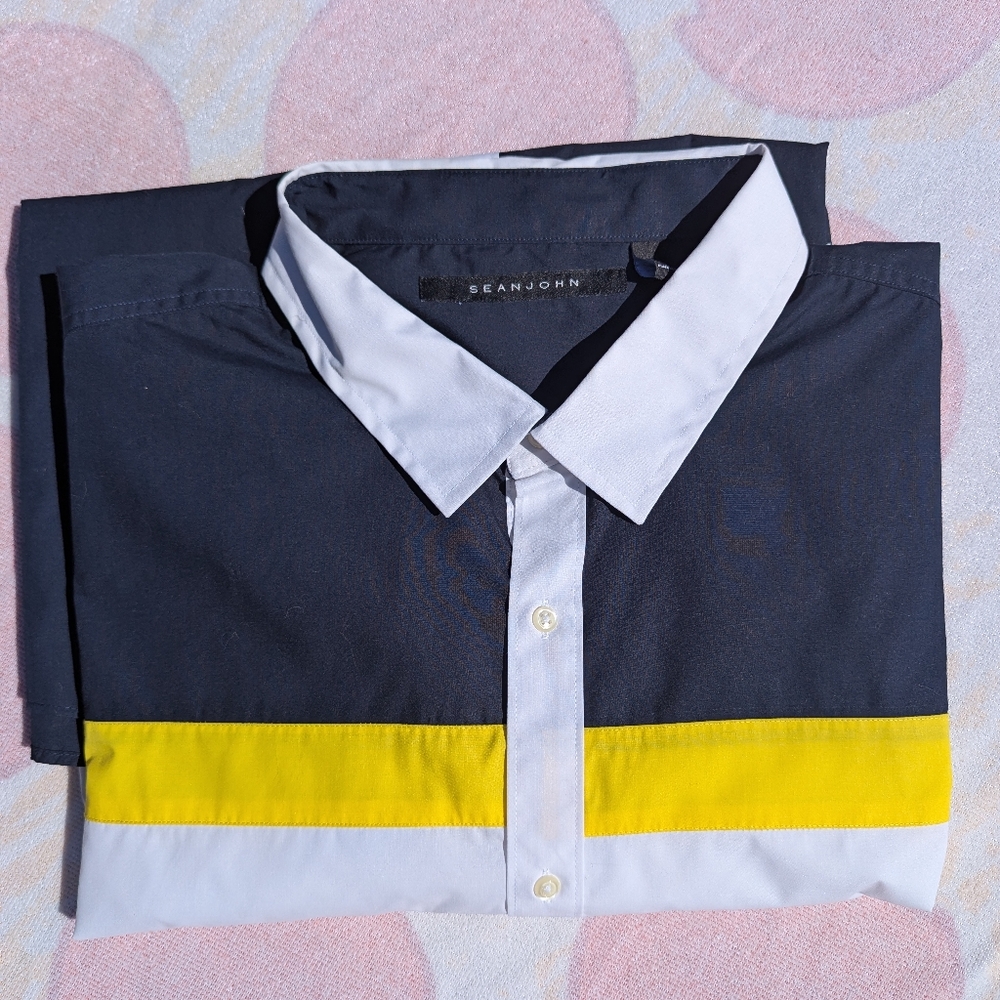 Sean John Men's Blue and Yellow Shirt 4X New